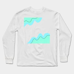 Green blue watercolor abstract art Long Sleeve T-Shirt